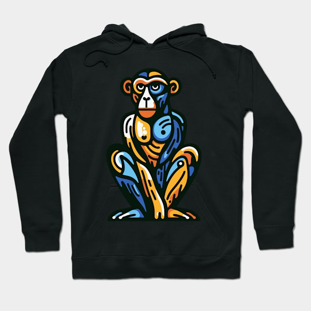 Pop art monkey illustration. cubism illustration of monkey Hoodie by gblackid